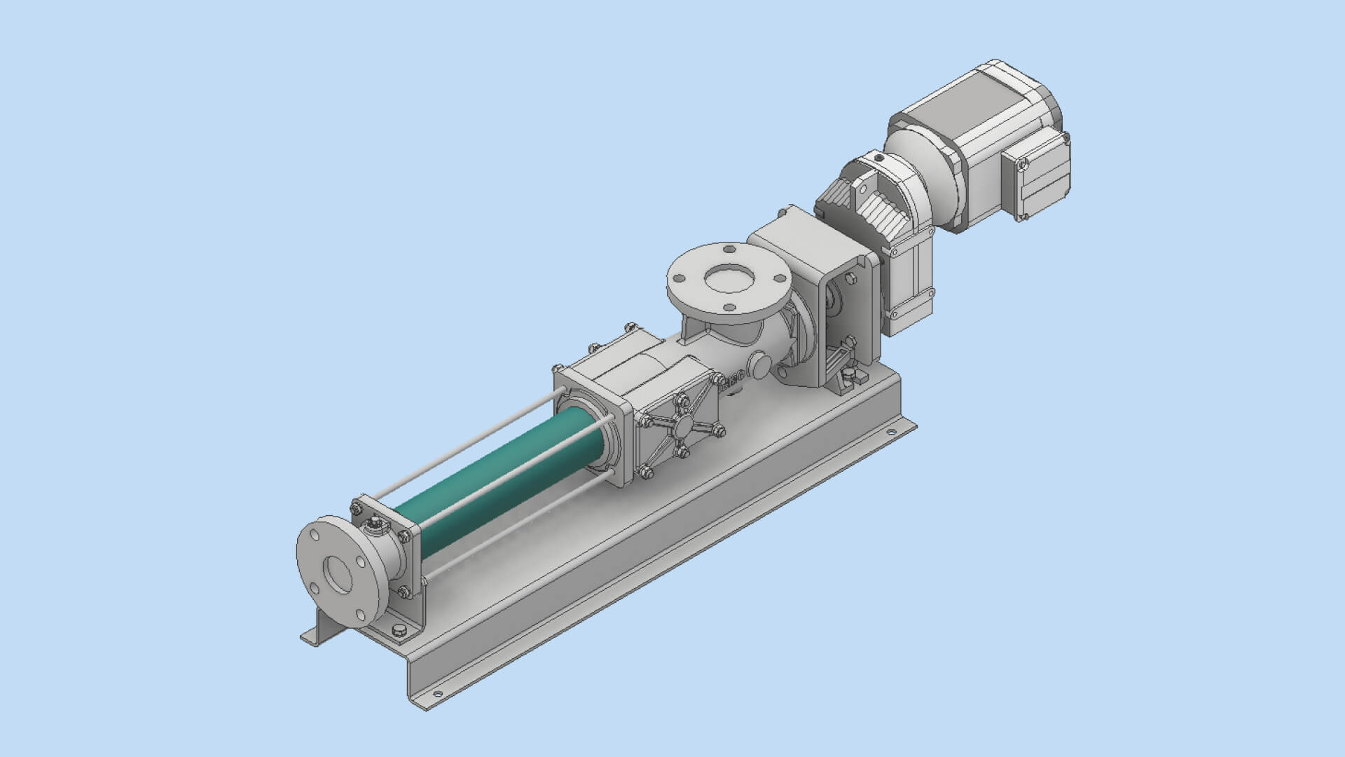 A 3D CAD drawing of the interior of an industrial ANSI-certified pump.
