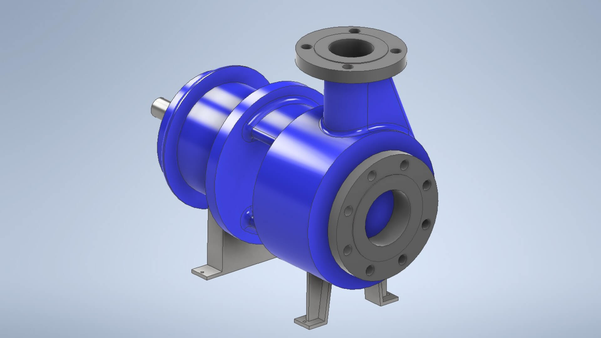A 3D CAD drawing of an ANSI centrifugal pump