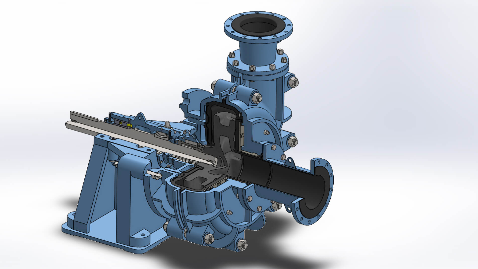 A 3D CAD rendering of X Series Horizontal Slurry Pump