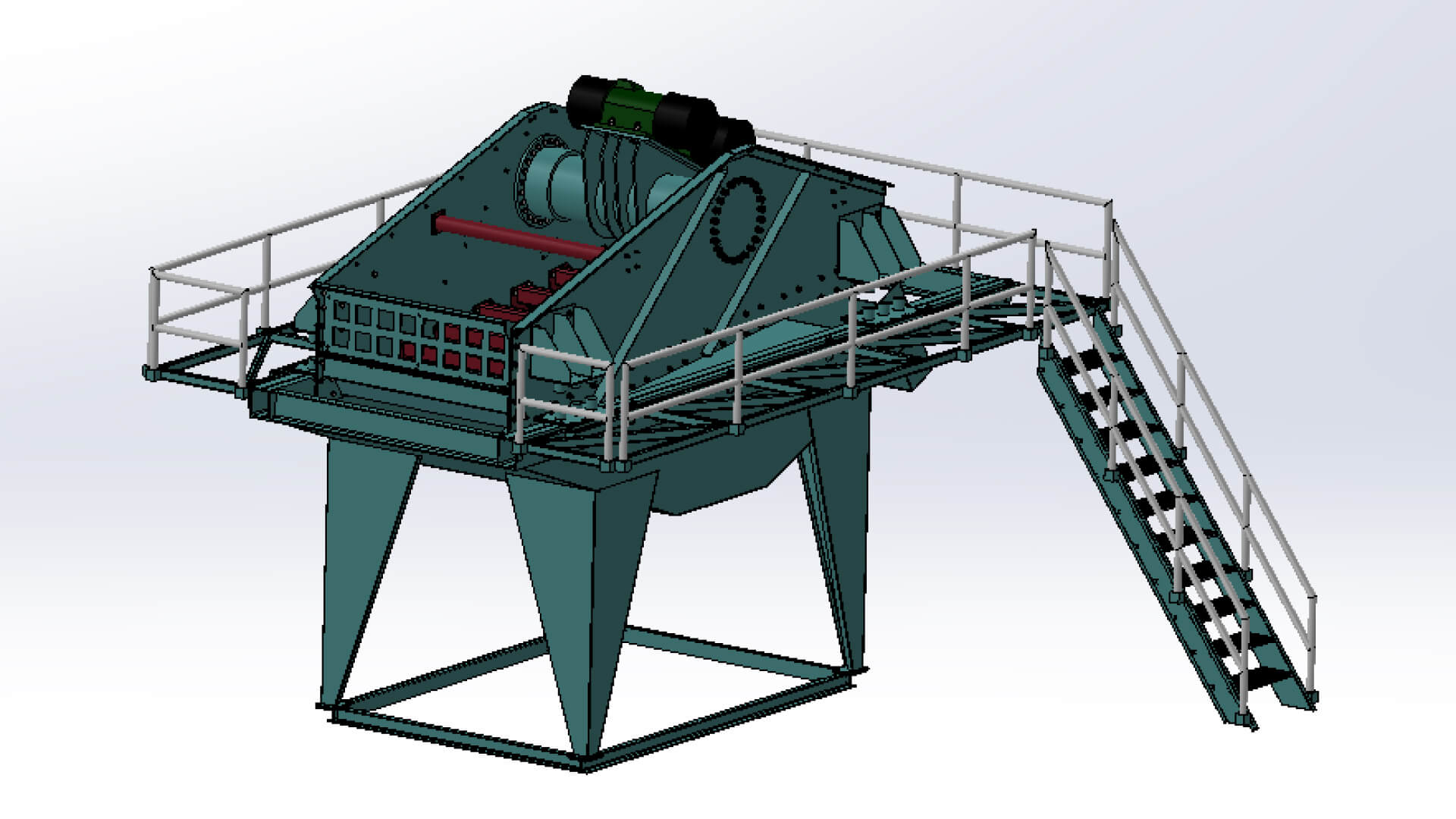 A 3D CAD drawing of the interior of a pit pump.