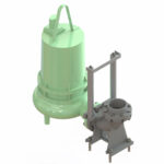 A 3D CAD drawing of the interior of a submersible pump.