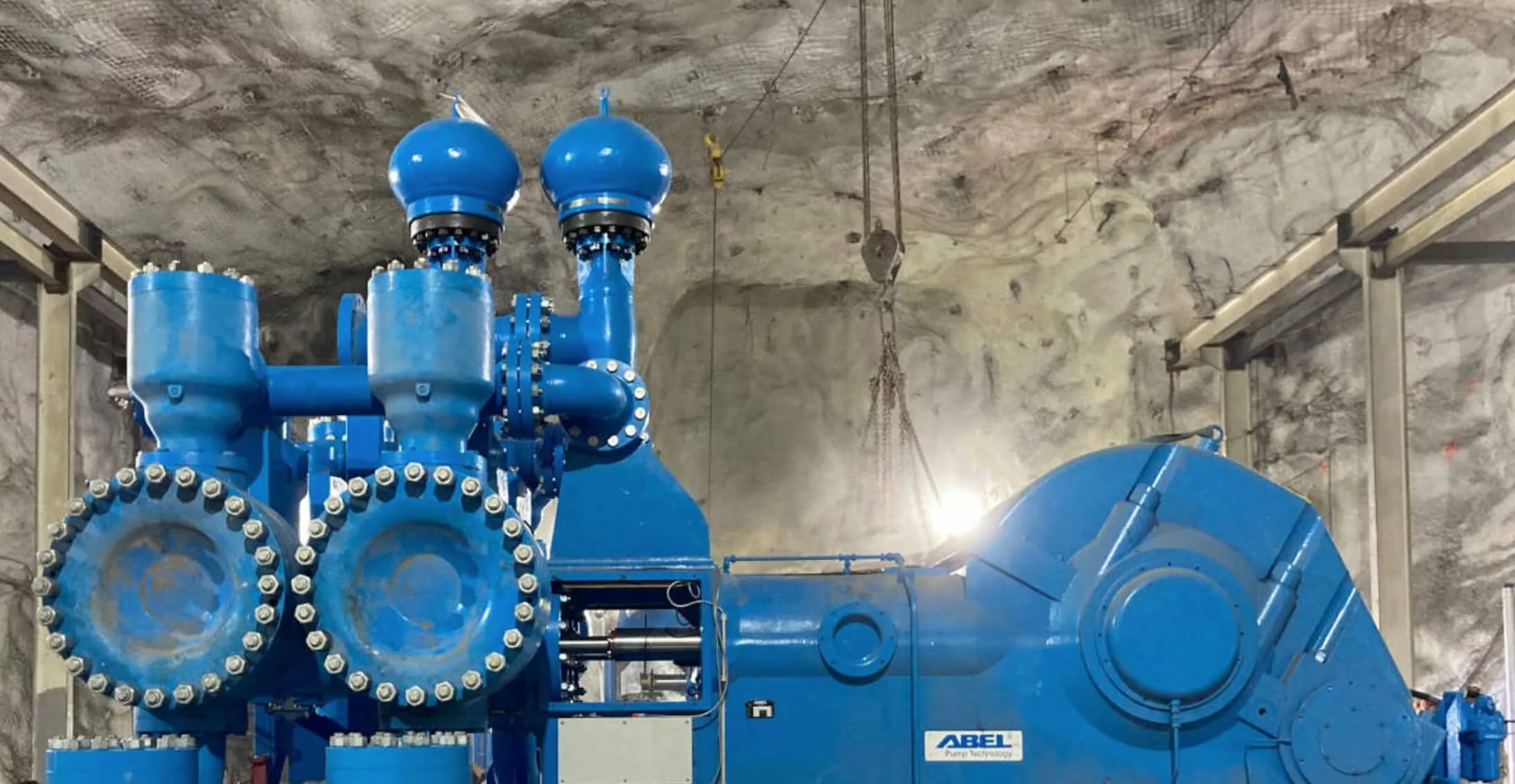 An industrial Abel mining pump in a rugged mining environment, showcasing the robust and high-performance equipment provided by Arroyo Process Equipment for the mining industry in Trinidad and the Caribbean. The image highlights the pump's durability and efficiency in demanding conditions.