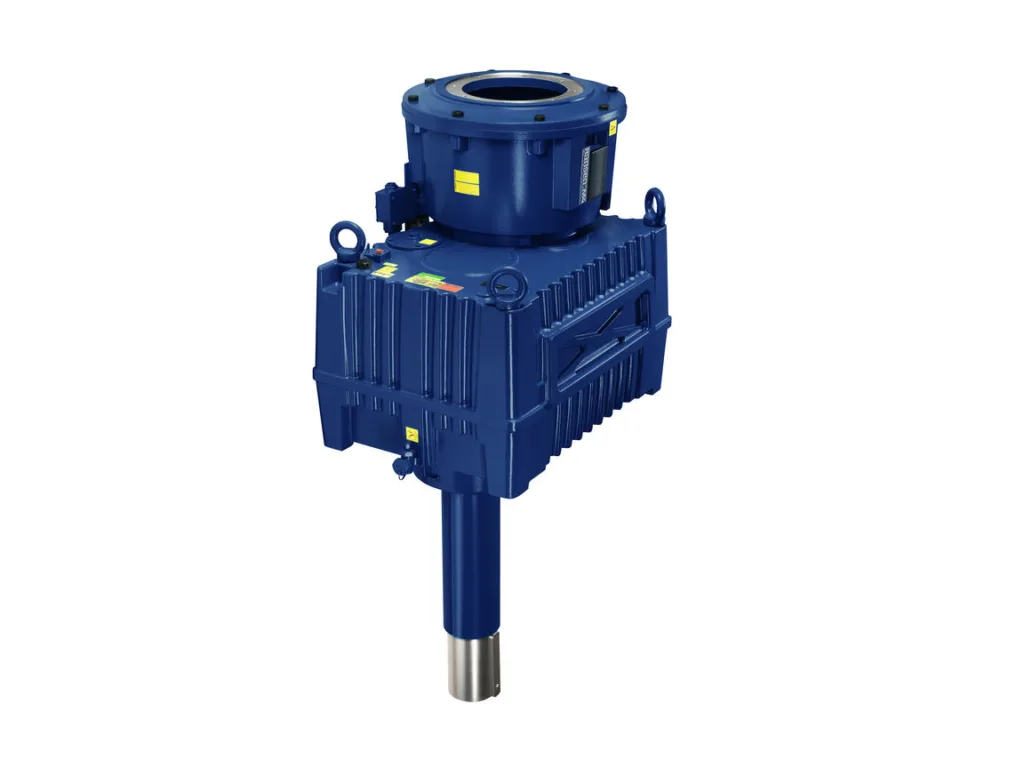 A blue Hansen M4 ACC industrial gearbox, designed for heavy-duty performance in demanding applications, featuring a robust casing and high efficiency for reliable power transmission.