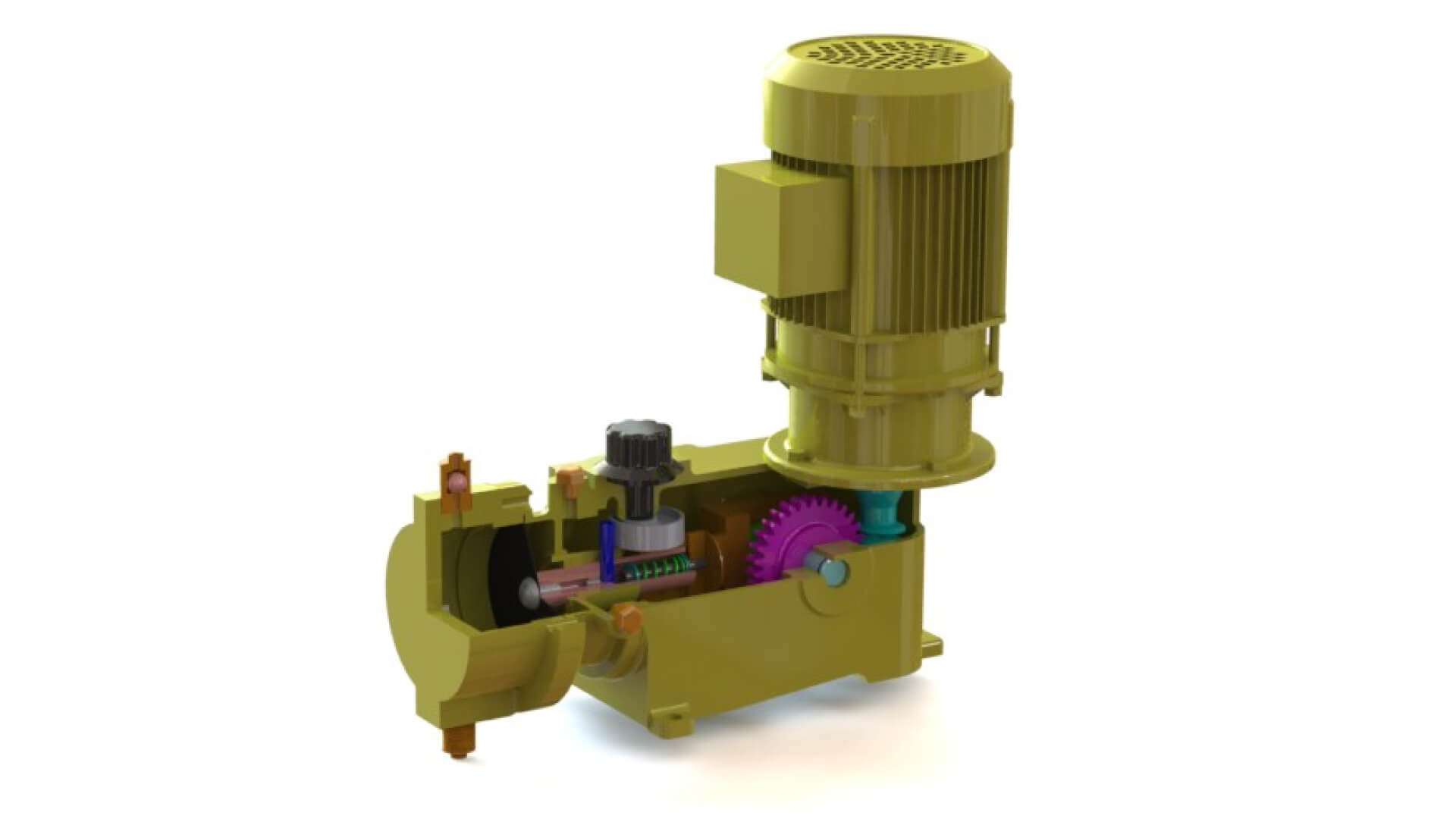 A 3D CAD drawing of a metering pump