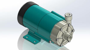 A 3D CAD drawing of a magnetic drive pump