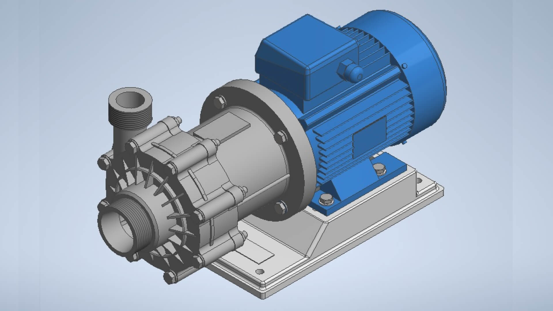 A 3D CAD drawing of a magnetic drive pump