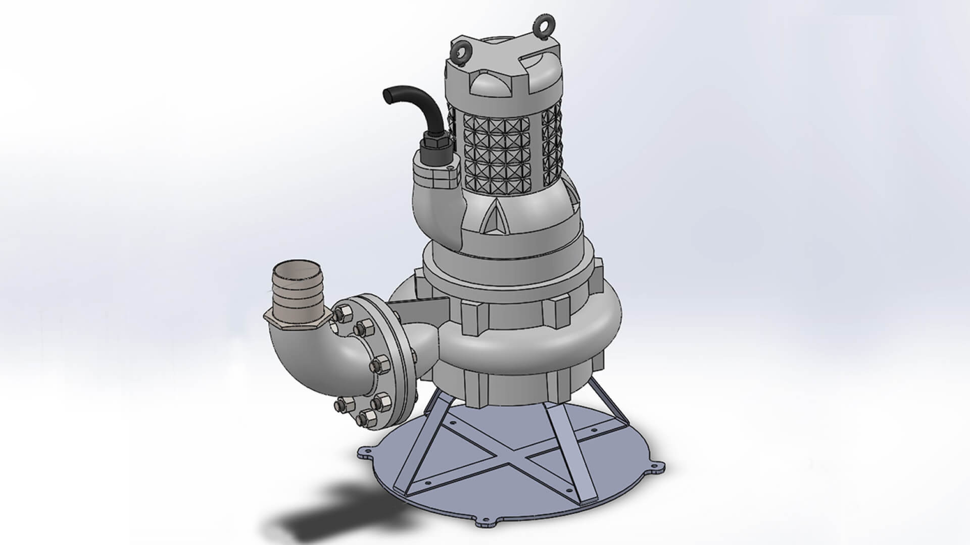 A 3D CAD drawing of a dewatering pump