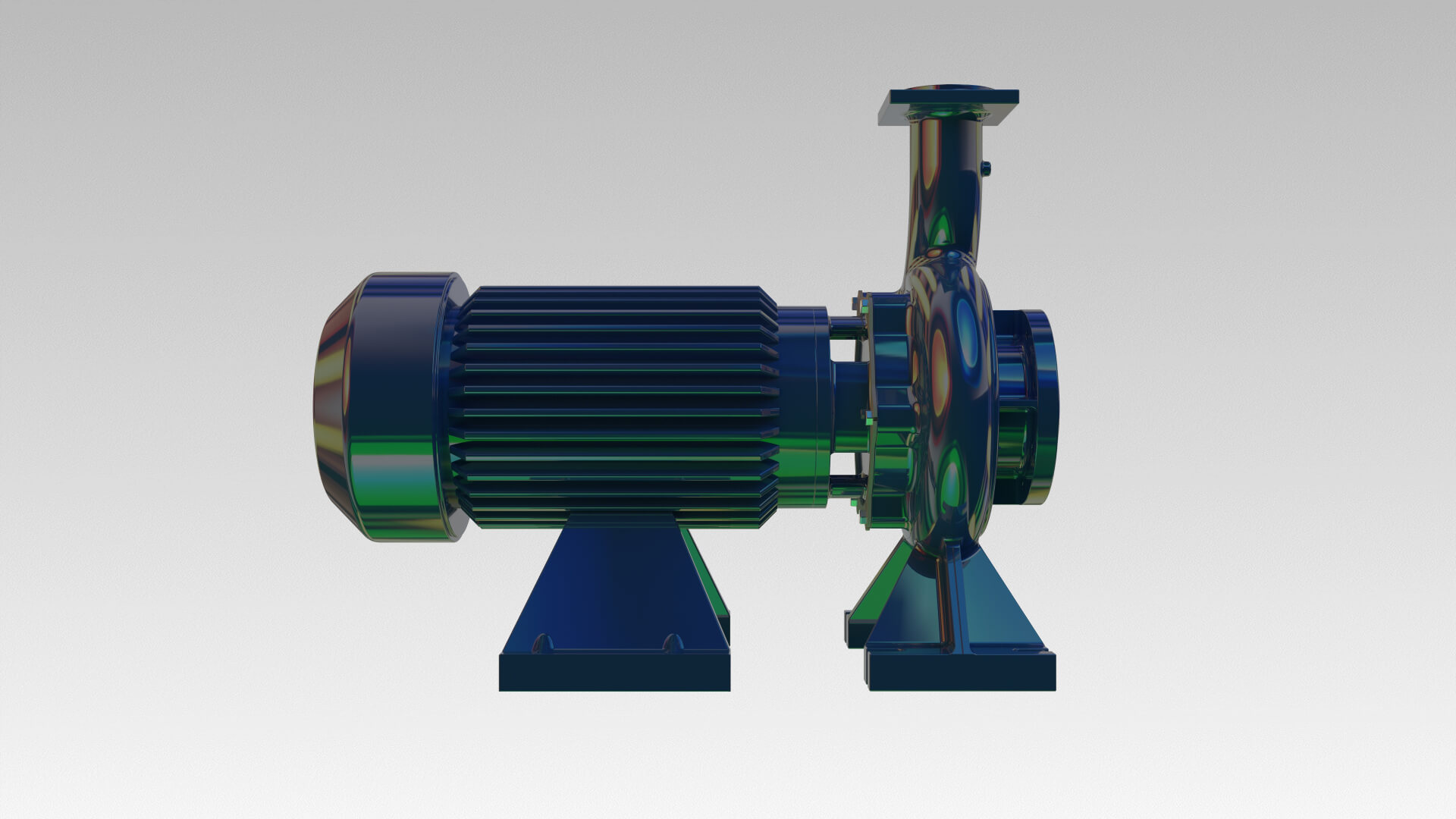 A 3D CAD drawing of a close coupled pump