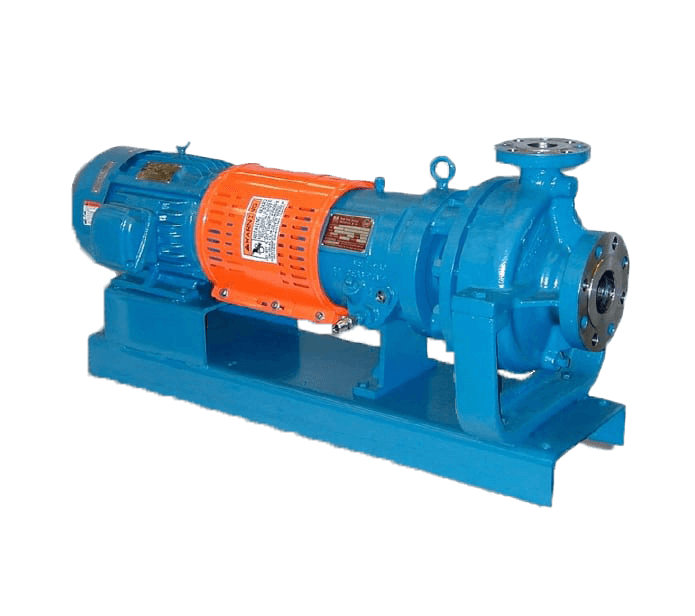 Image of the R4000 Series Heavy Duty Process Pump by Dean Brothers, with a blue pump housing and orange motor casing, mounted on a stable base for industrial process applications.