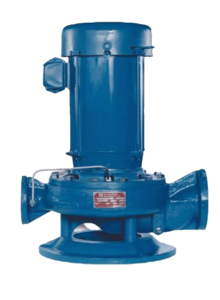  Image of the CNV Series Inline Process Pump by Dean Brothers, with a vertical design and blue finish, featuring flange connections for industrial fluid processing.