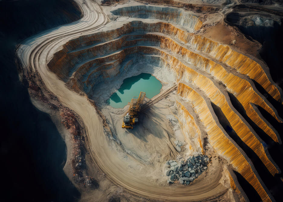 A mineral mining site that uses rotating and fluid handling equipment surced by Arroyo Process