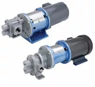 Liquiflo H-Series Sealed Pumps Close-Coupled: Two close-coupled gear pumps with sealed drives, ideal for transferring corrosive and hazardous liquids in chemical processing.