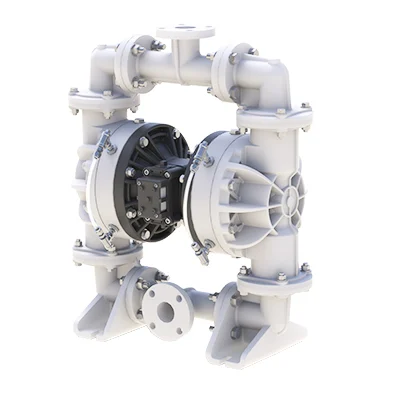 Sandpiper S20 Non-Metallic Air-Operated Diaphragm Pump, featuring a durable design ideal for transferring and handling various types of wastewater. This pump is suitable for use in wastewater treatment plants, ensuring efficient and reliable performance.