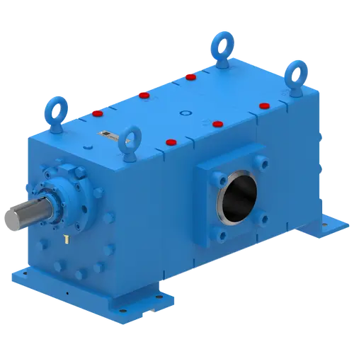 Viking Pump GB-425 series with a complete shaft ISO view, highlighting the pump’s durable construction for industrial use in crude oil applications, featuring four lifting rings and a blue-painted body.