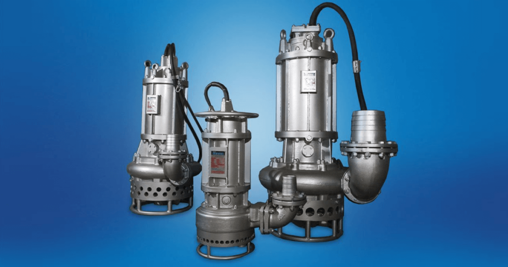 Trio of stainless steel pumps with a rugged design, ideal for corrosive environments, suitable for industrial fluid handling.