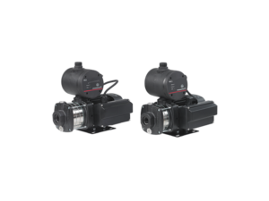 Two compact Grundfos CMB and CMBE booster sets, featuring energy-efficient motors and pressure control for reliable water supply in domestic, commercial, and industrial applications.